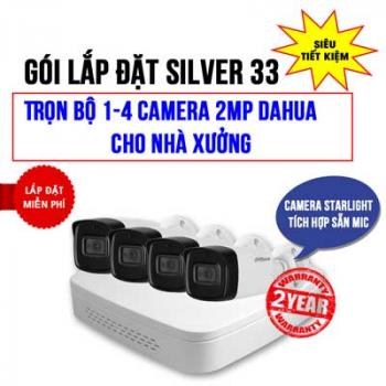 Trọn bộ 1-4 camera 2MP Starlight Dahua cho Nhà xưởng (Gói SILVER 33)